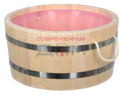 Ушат (шайка) 6л. "Банные штучки" с пластиковой вставкой, "Банька", липа/31168
